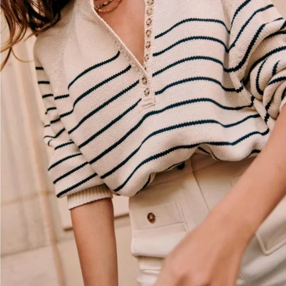 Sezane leotine sweater ecru/navy organic cotton, excellent condition worn twice. - Picture 2 of 7